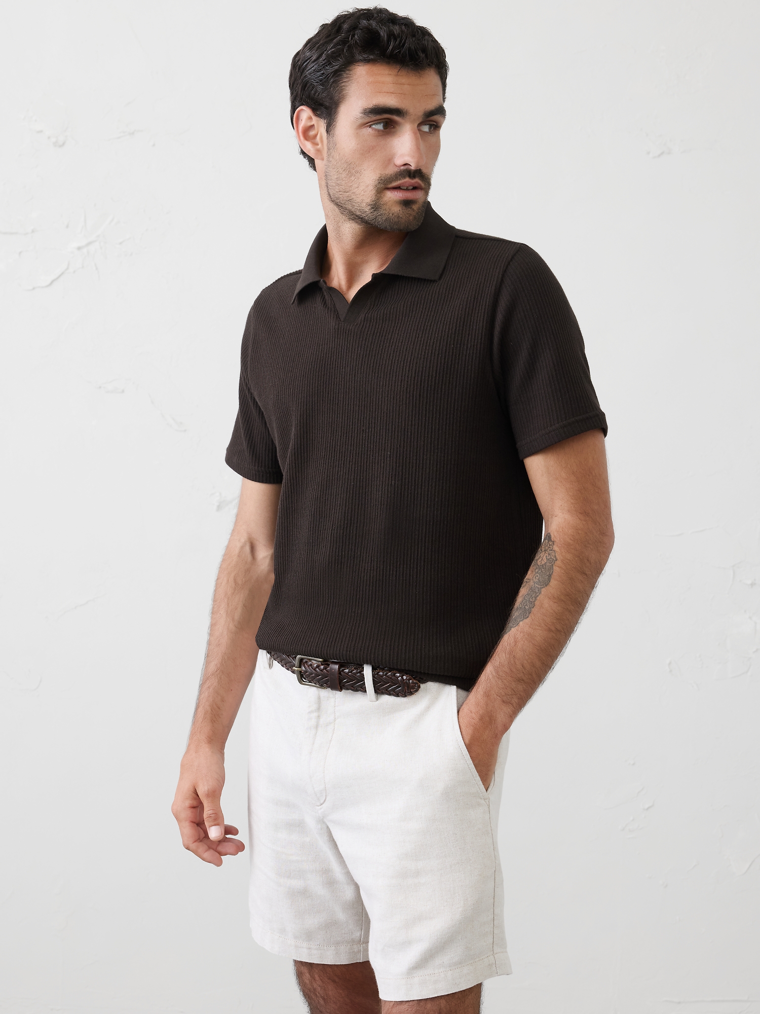 Image number 1 showing, Crinkle Ribbed Collar Shirt
