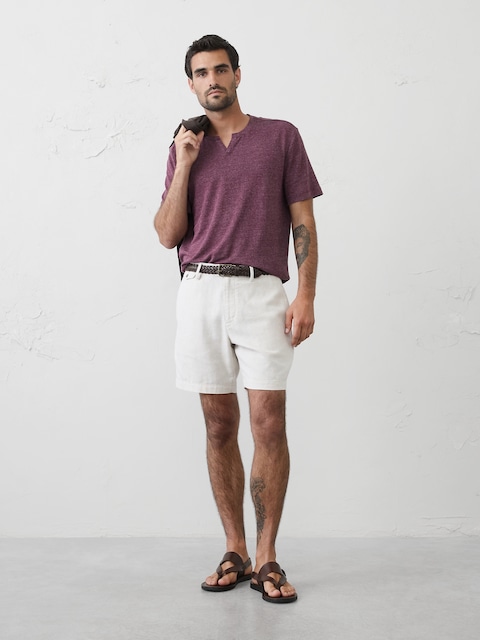 T-SHIRT CRANTÉ EN MÉLANGE DE LIN COUPE STANDARD