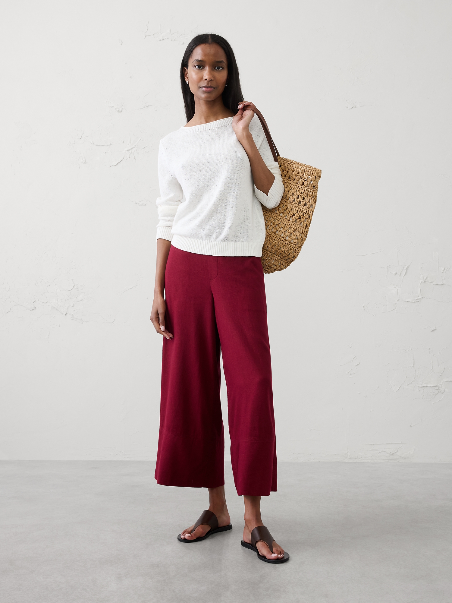 Image number 1 showing, Anyday Wide-Leg High-Rise Linen-Blend Cropped Pant