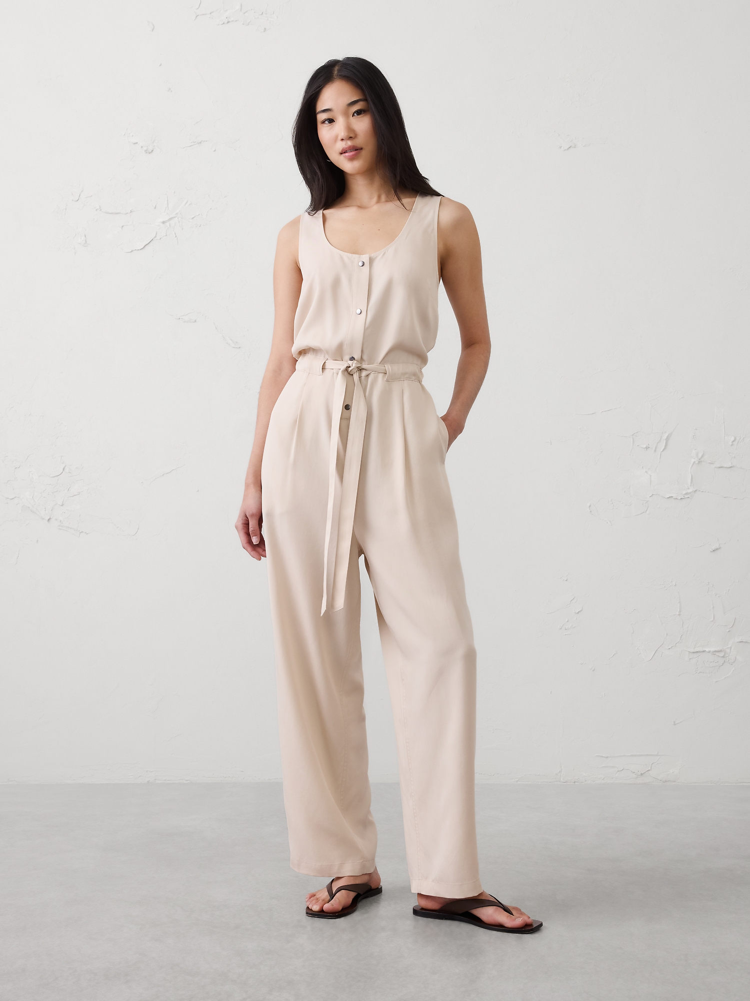 Image number 1 showing, Tencel Cinch-Waist Jumpsuit