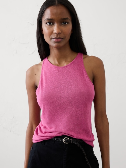Linen-Blend Racer Back Tank