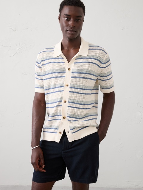 Mesh Sweater Polo