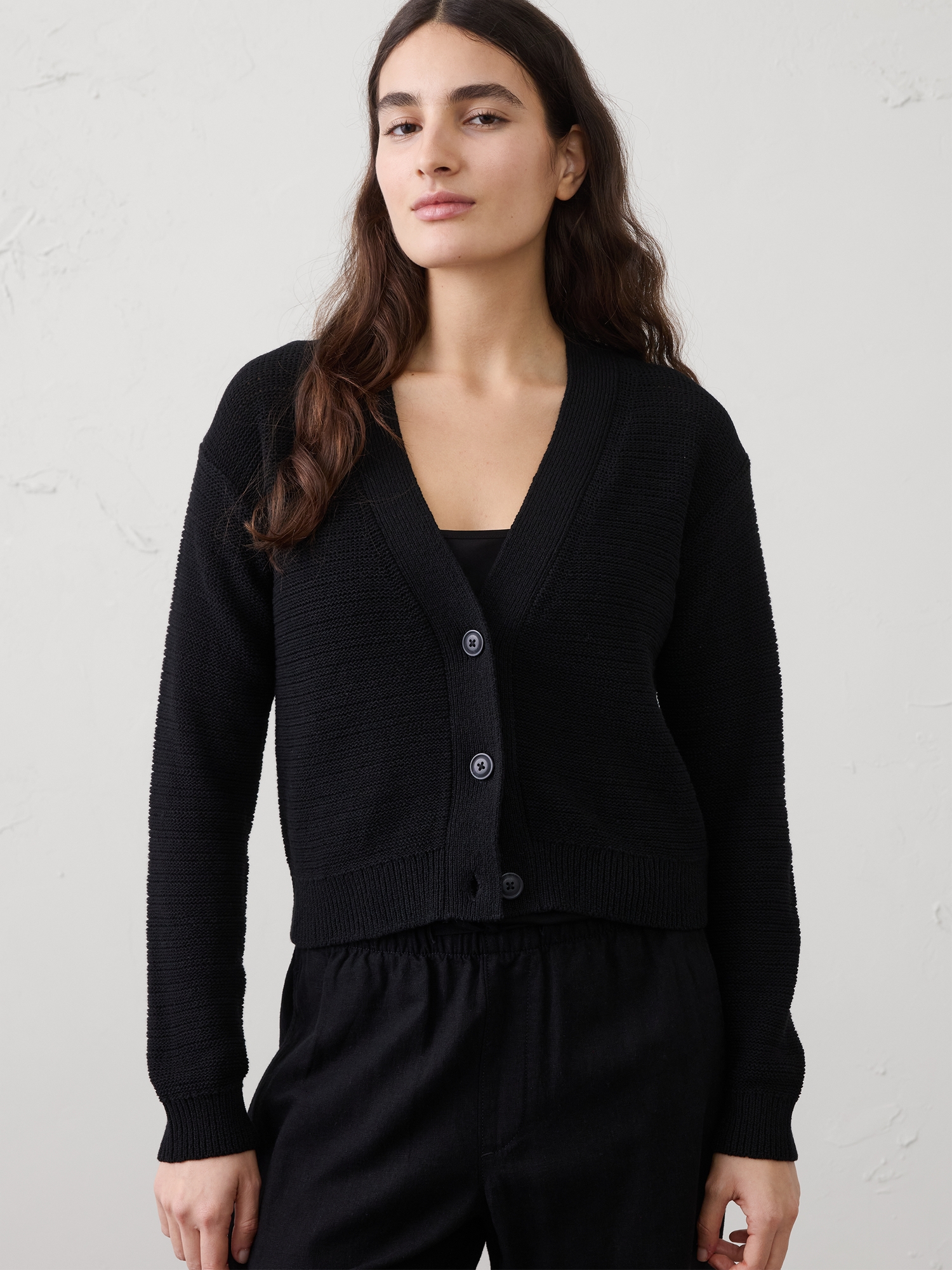 Image number 1 showing, Cotton Tape Cardigan Sweater