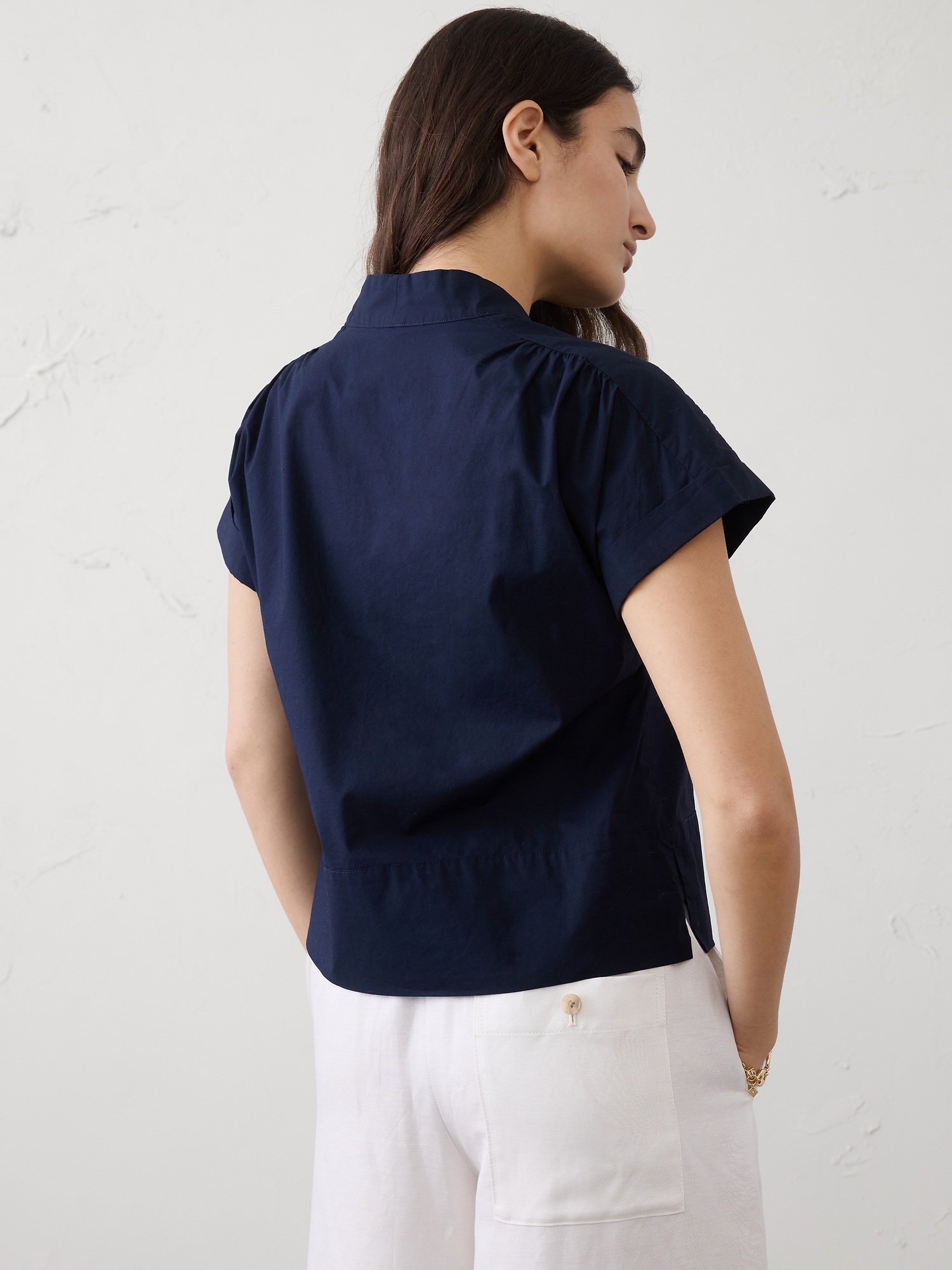 Image number 2 showing, Poplin Split-Neck Top