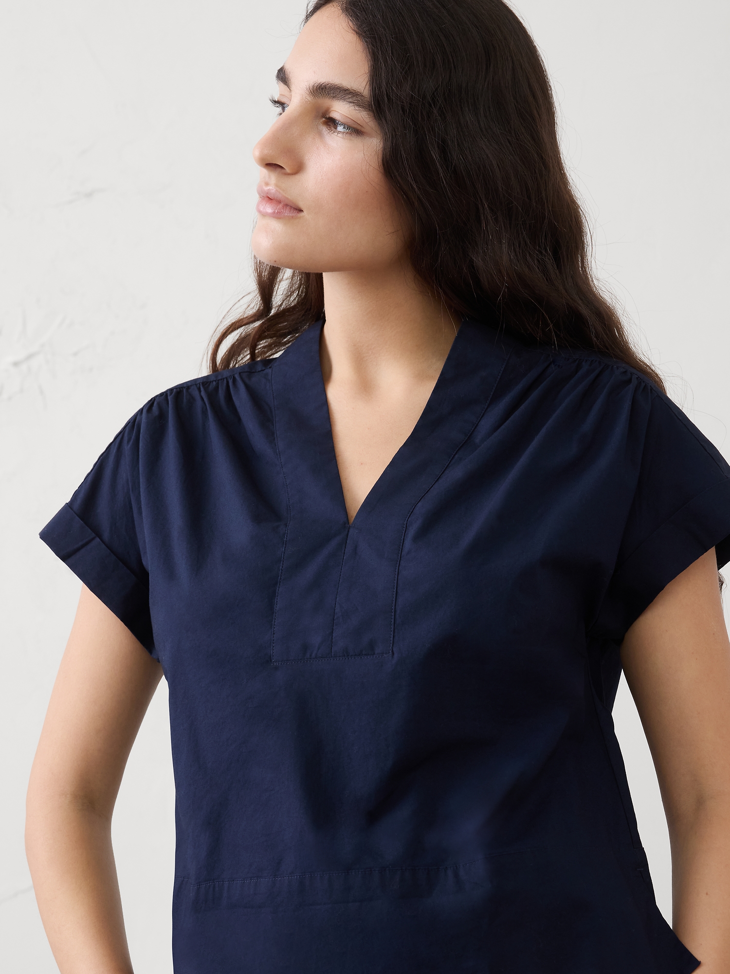 Image number 3 showing, Poplin Split-Neck Top