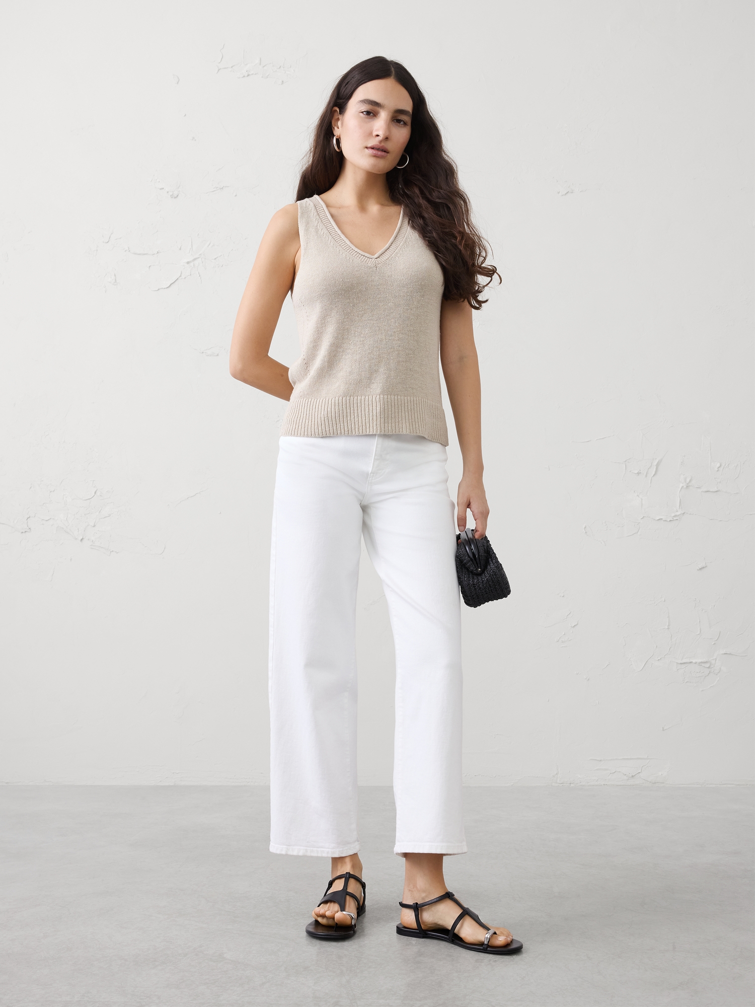 Image number 1 showing, Ramie-Cotton Pointelle Sweater Tank