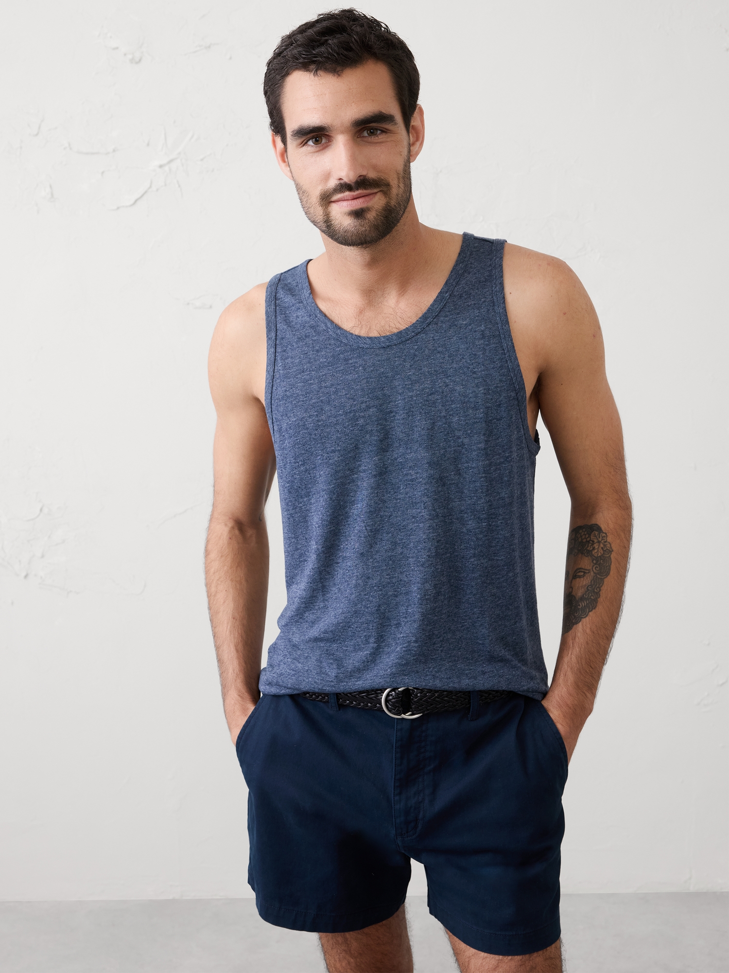 Image number 1 showing, Linen-Blend Tank