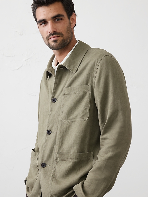 Linen-Blend Chore Jacket | Banana Republic Factory