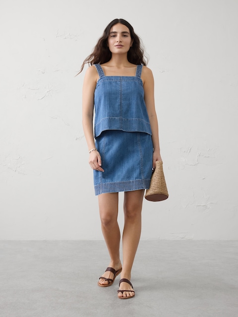 Denim Trapunto Tank