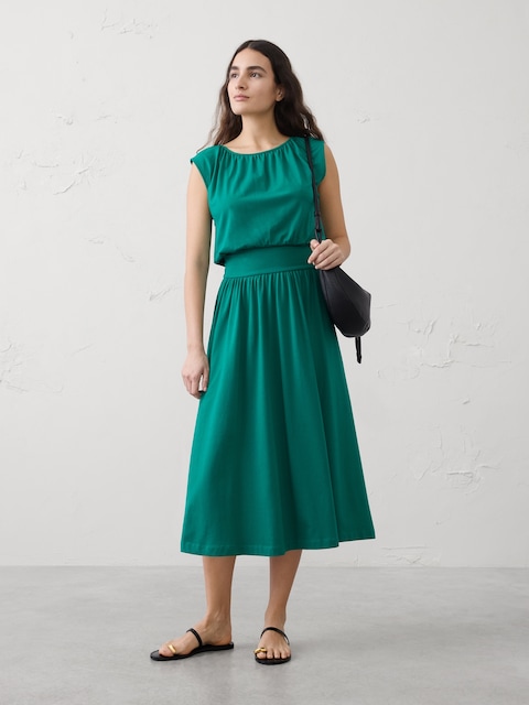 Knit Blouson Midi Dress