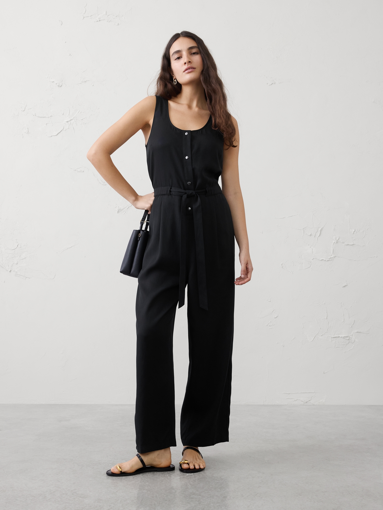 Image number 1 showing, Tencel Cinch-Waist Jumpsuit
