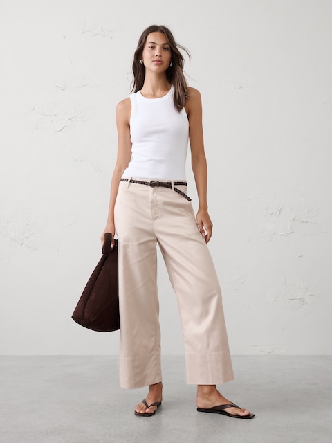 Wide-Leg High-Rise Cropped Pant
