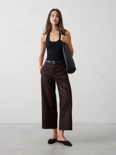 Wide-Leg High-Rise Cropped Pant