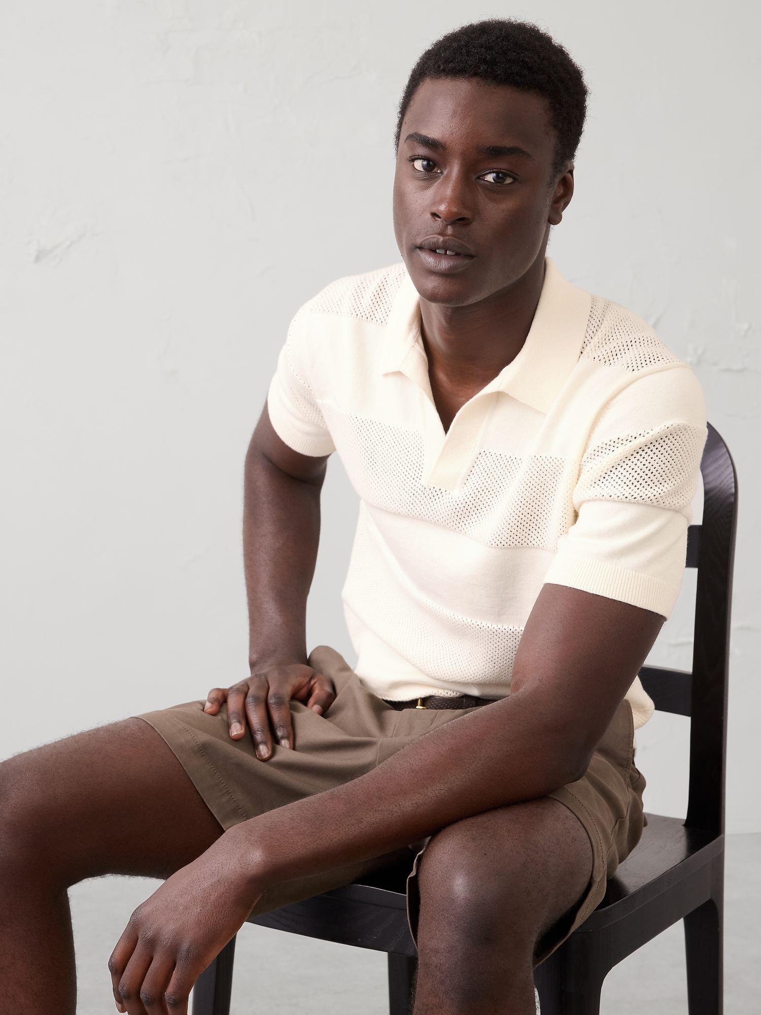 Image number 1 showing, Mesh Striped Sweater Polo