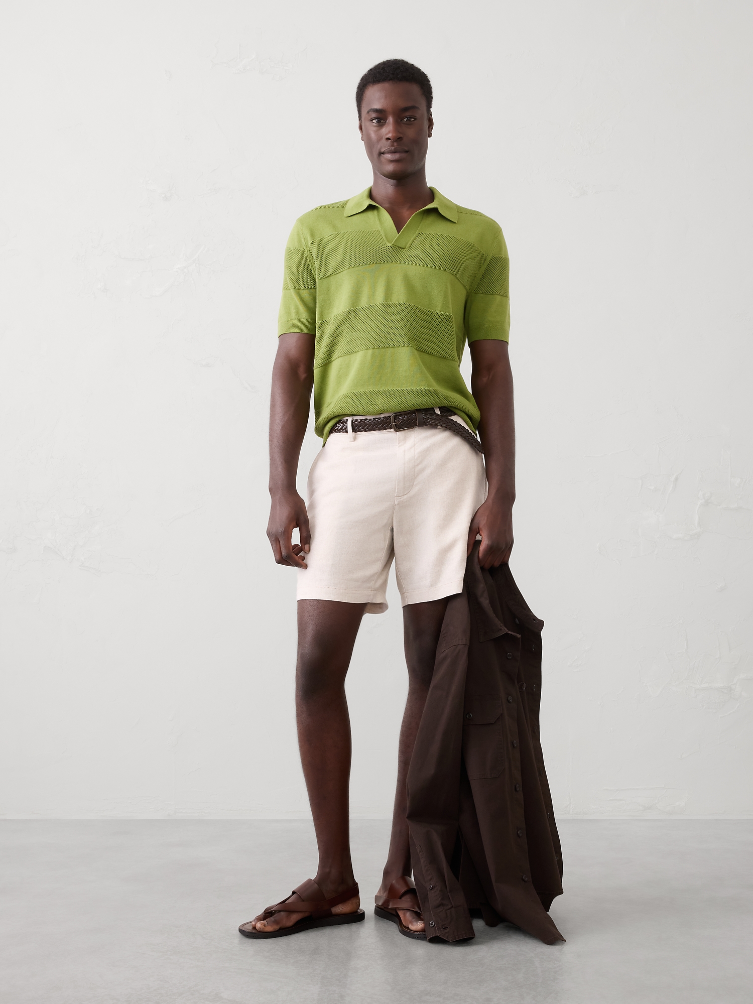 Image number 1 showing, Mesh Striped Sweater Polo