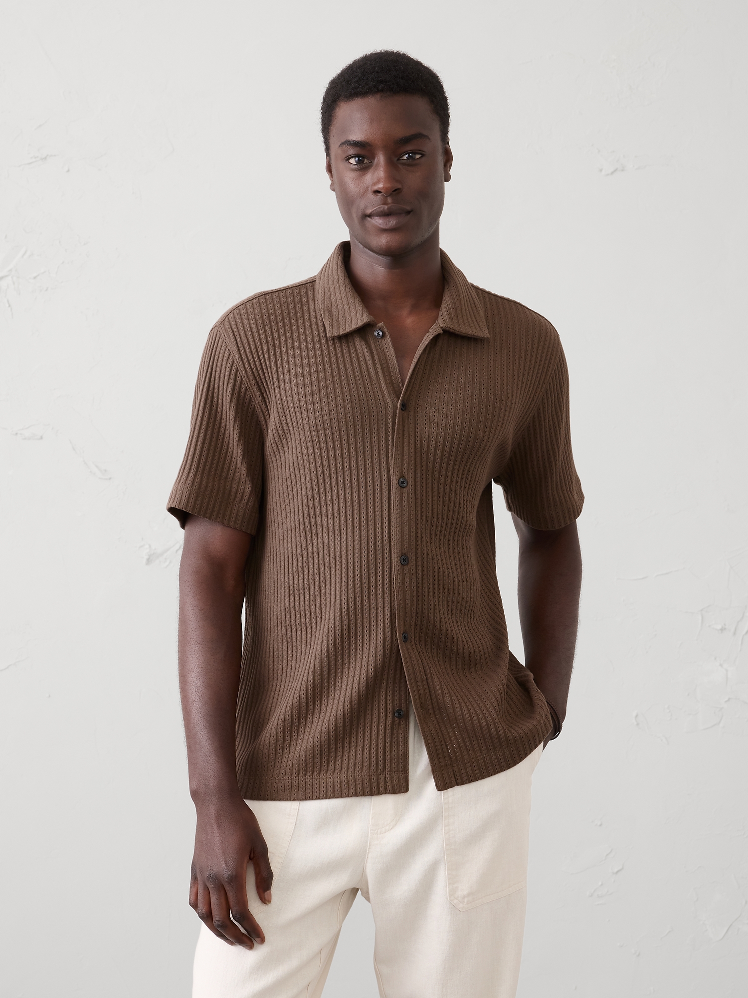 Image number 1 showing, Standard-Fit Pointelle Button-Down Polo