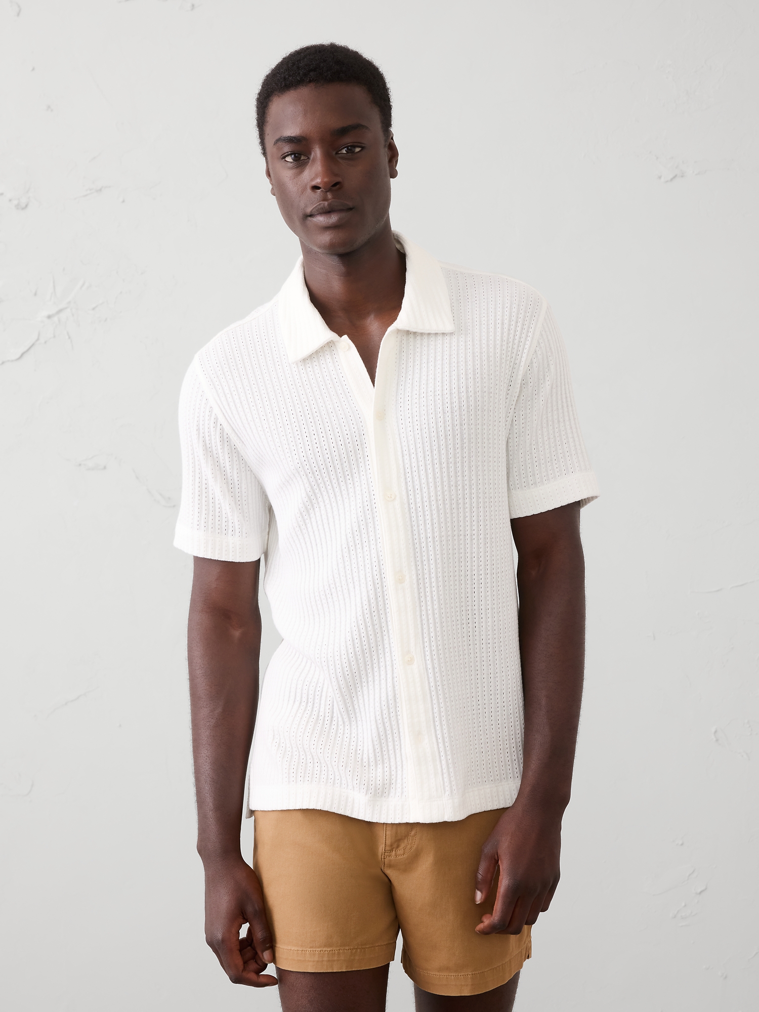 Image number 1 showing, Standard-Fit Pointelle Button-Down Polo