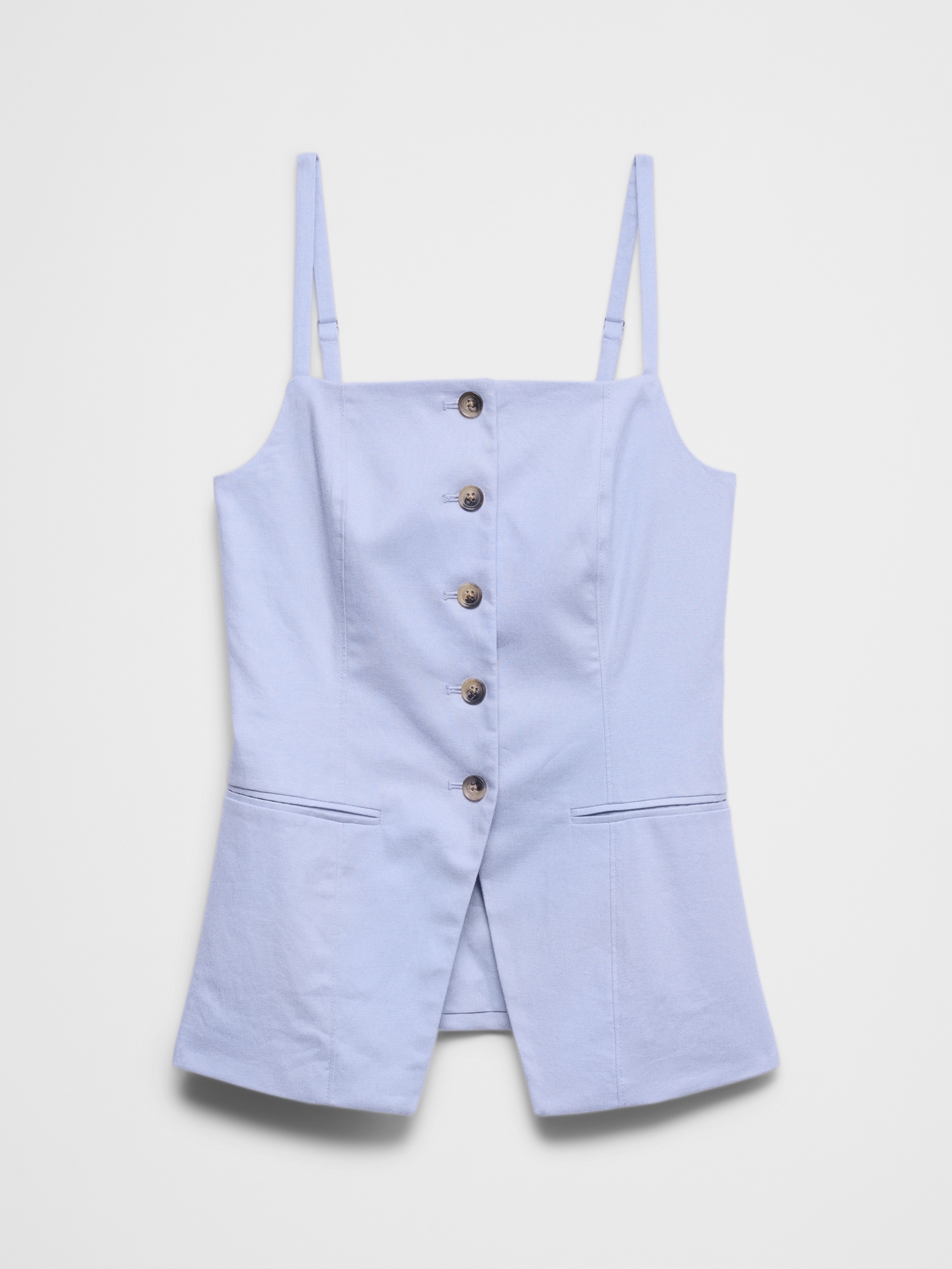 Image number 6 showing, Linen-Blend Square-Neck Cutaway Vest