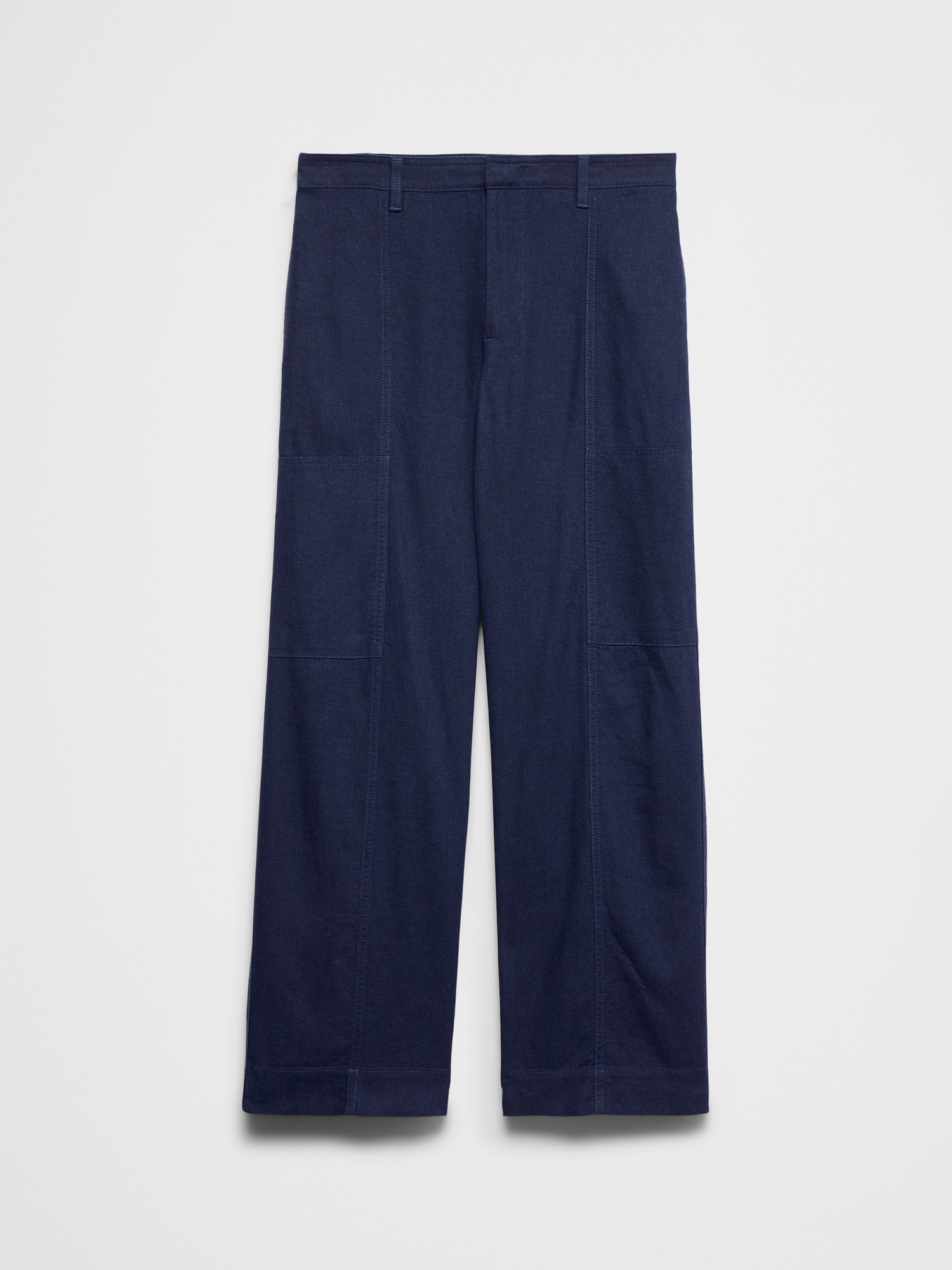 Image number 4 showing, Straight High-Rise Linen-Blend Utility Pant