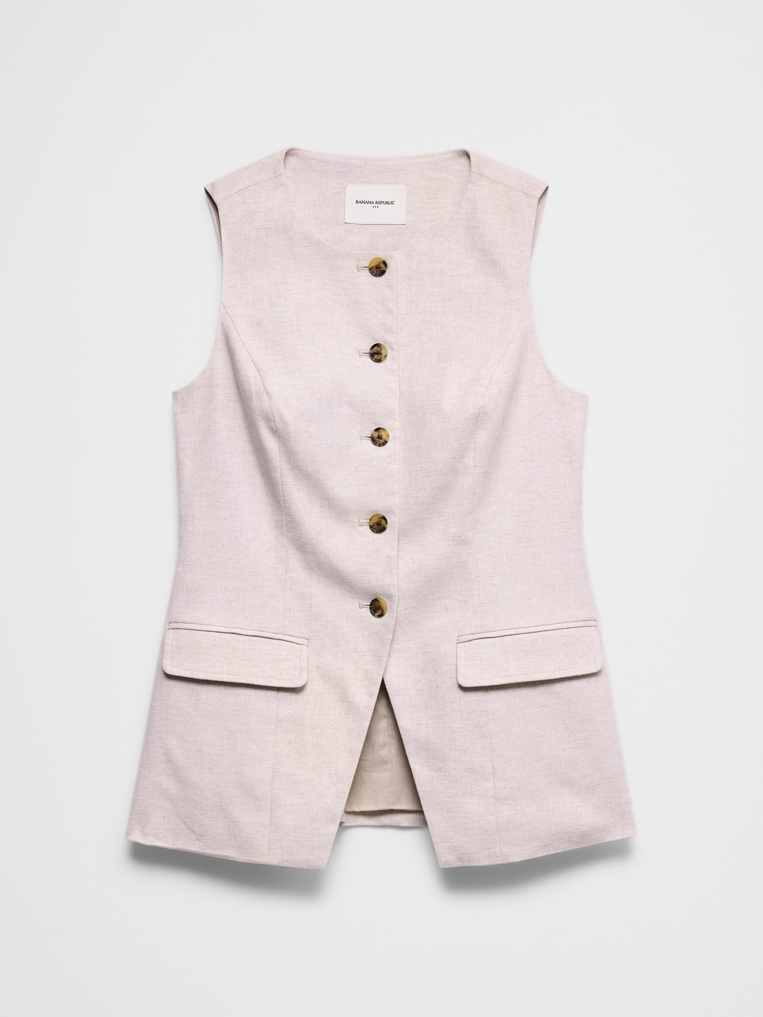 Image number 4 showing, Linen-Blend Long Cutaway Vest