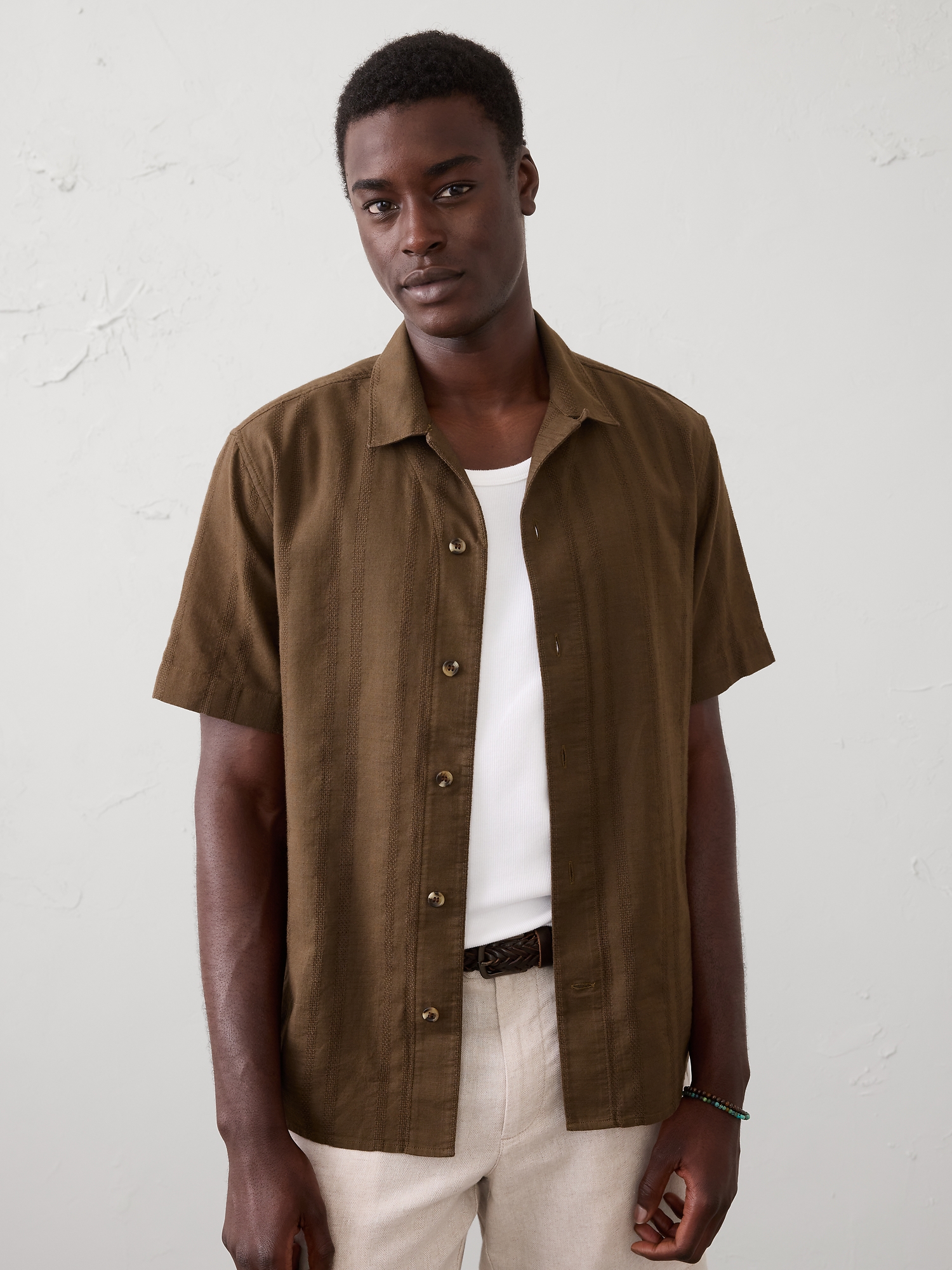 Image number 1 showing, Standard-Fit Textured Resort Shirt