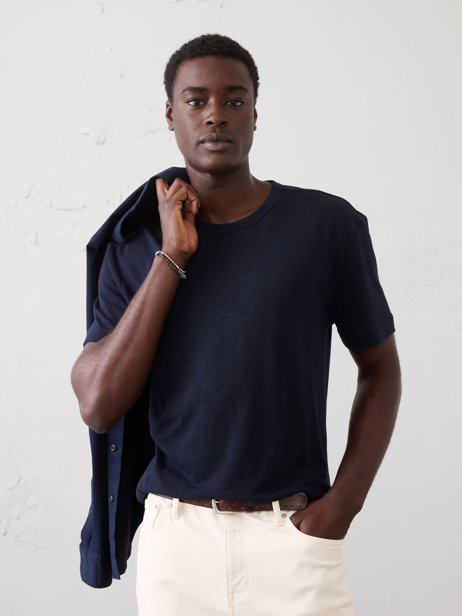 Image number 1 showing, Standard-Fit Linen-Blend T-Shirt
