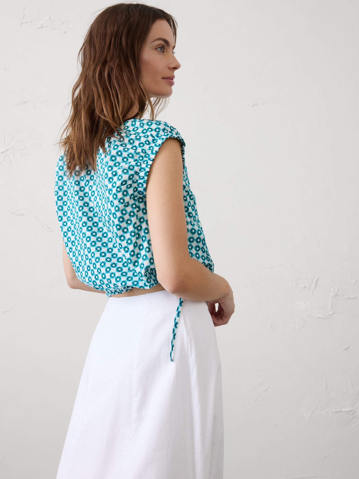 Image number 2 showing, Voile Side-Tie Top