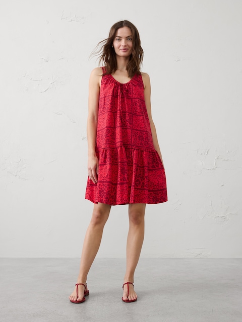 ROBE ÉTAGÉE EN POPELINE LONGUEUR AU-DESSUS DU GENOU