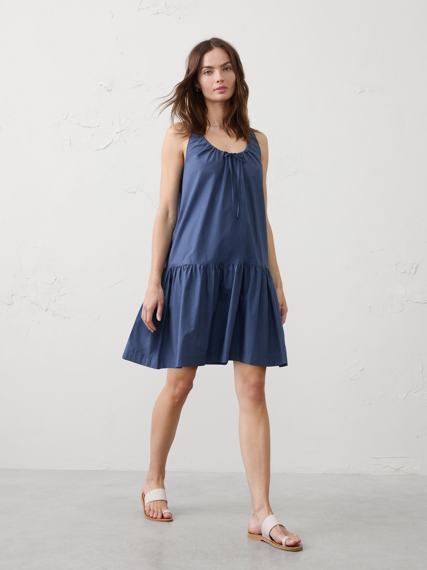 Image number 1 showing, Poplin Tiered Above-Knee Dress