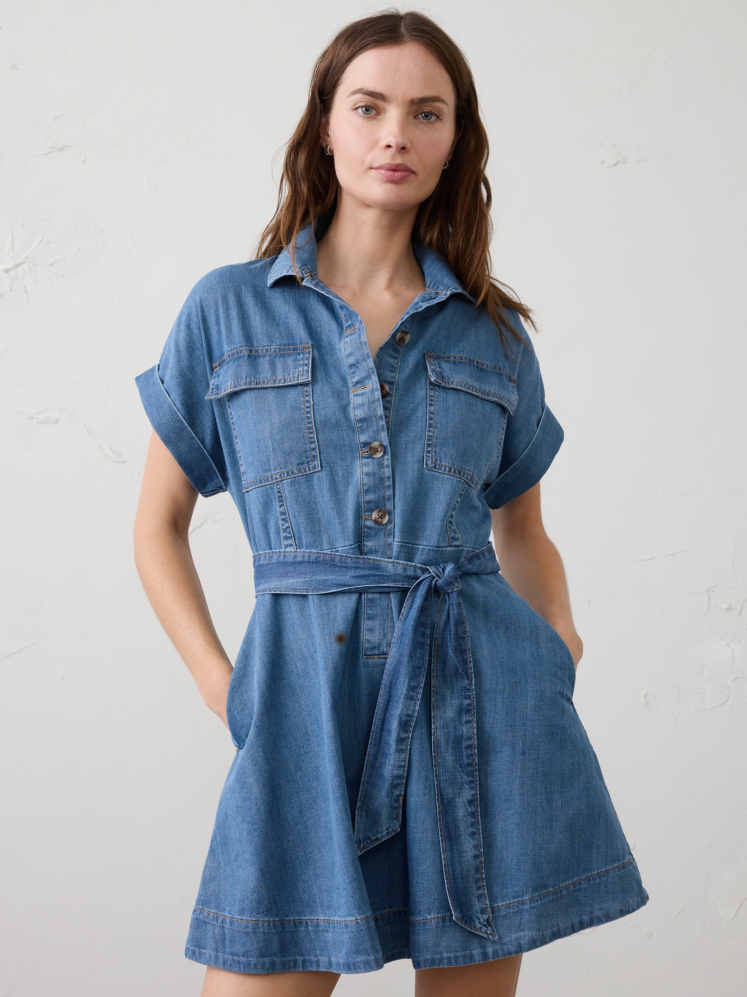 Image number 3 showing, Denim Utility Mini Dress