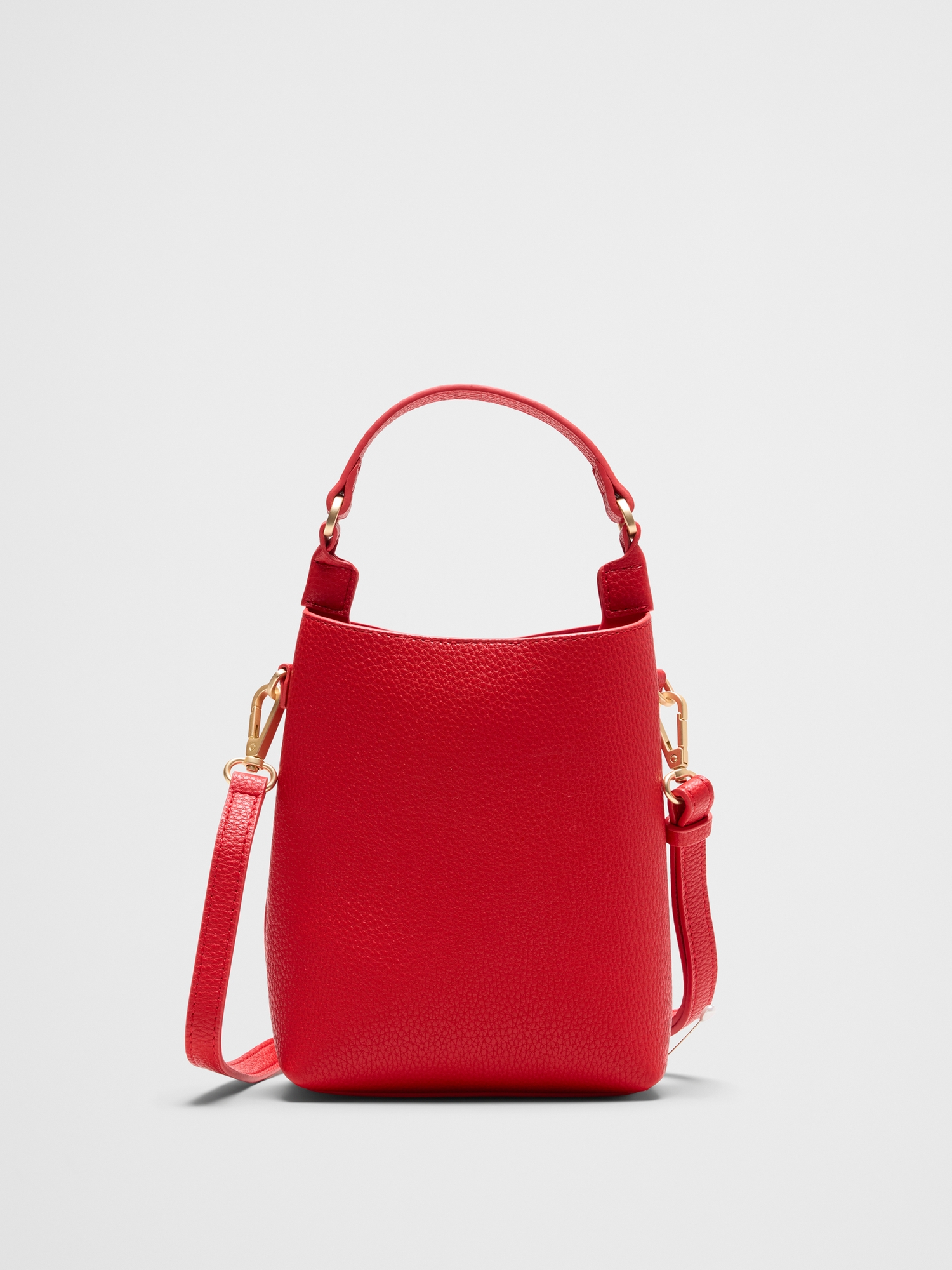 Image number 1 showing, Vegan Leather Micro Mini Bucket Crossbody Bag