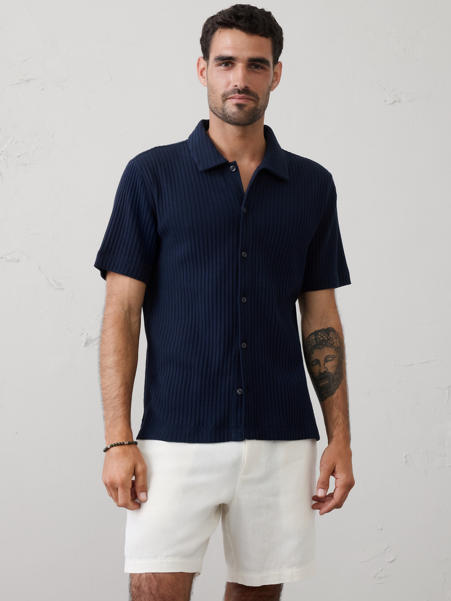 Image number 1 showing, Standard-Fit Pointelle Button-Down Polo
