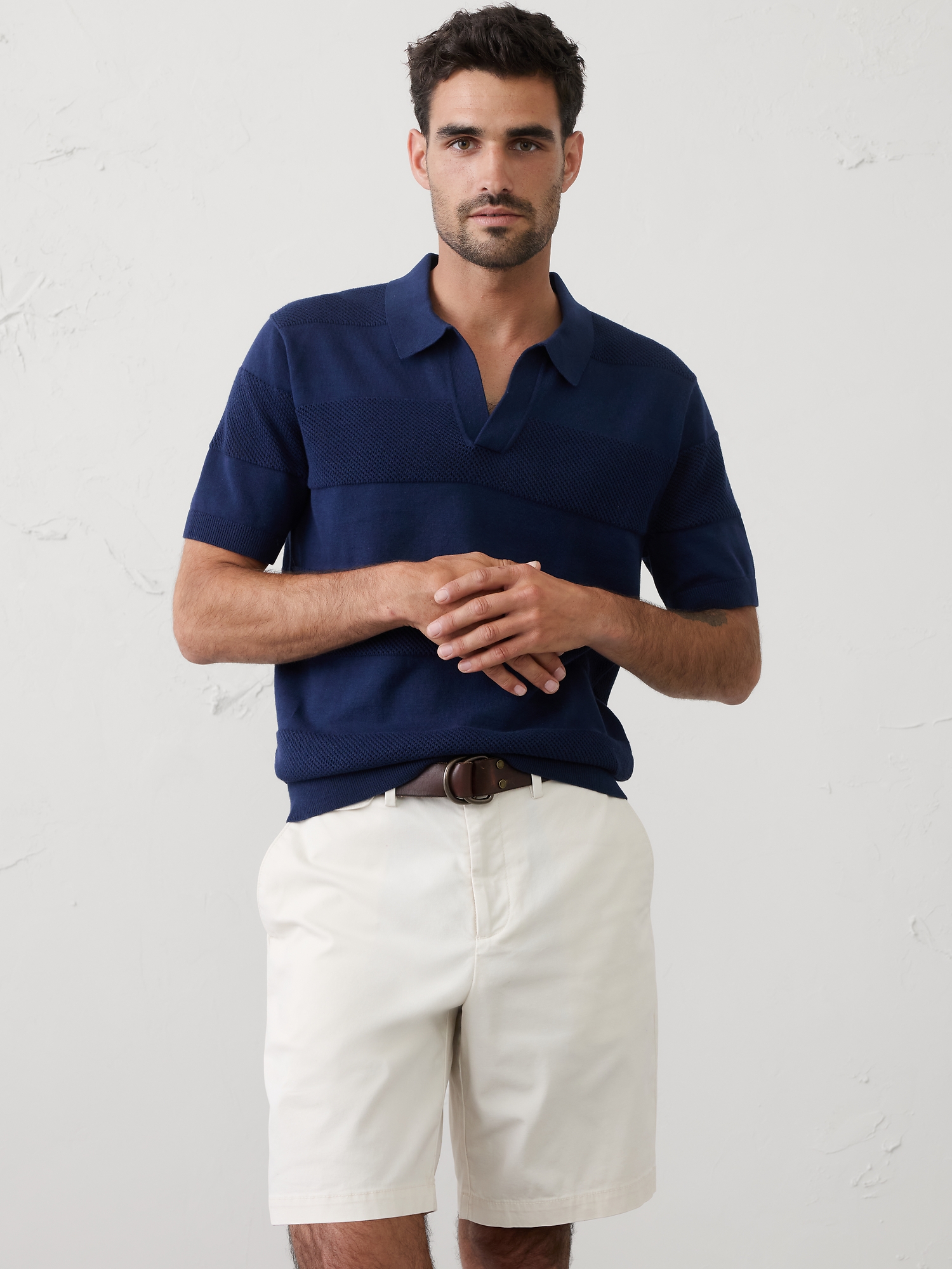 Image number 1 showing, Mesh Striped Sweater Polo