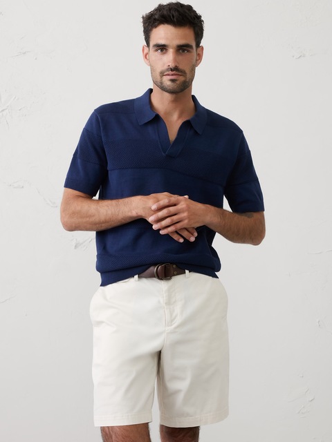 Mesh Striped Sweater Polo