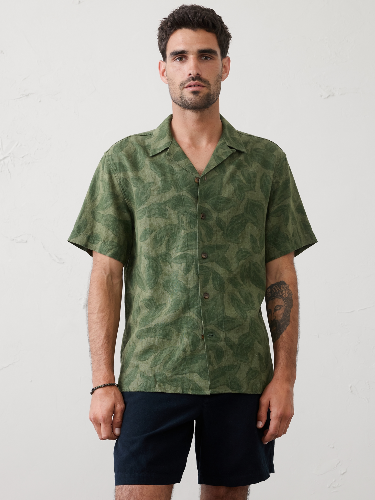 Image number 1 showing, Standard-Fit Linen-Blend Resort Shirt