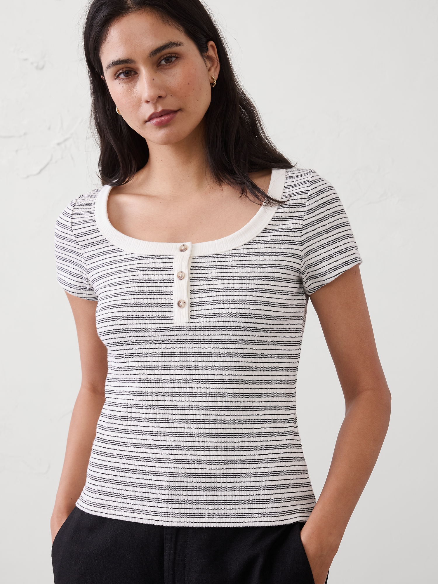 Image number 3 showing, Variegated Ribbed Henley Shirt