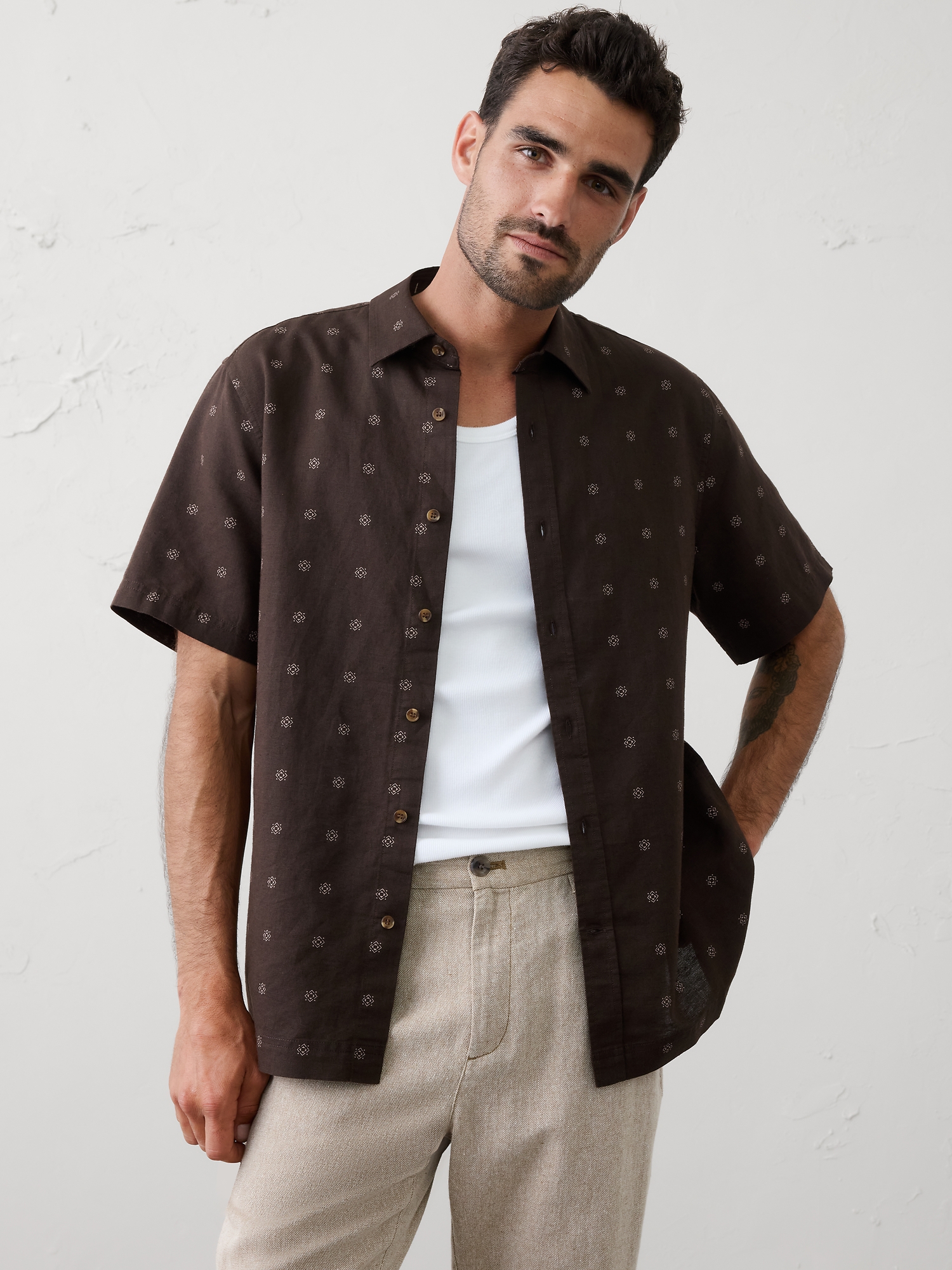 Image number 1 showing, Standard-Fit Linen-Blend Shirt