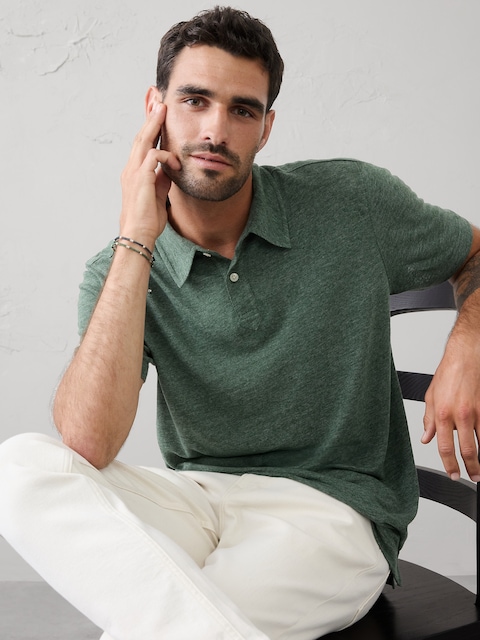 POLO AJUSTÉ EN MÉLANGE DE LIN