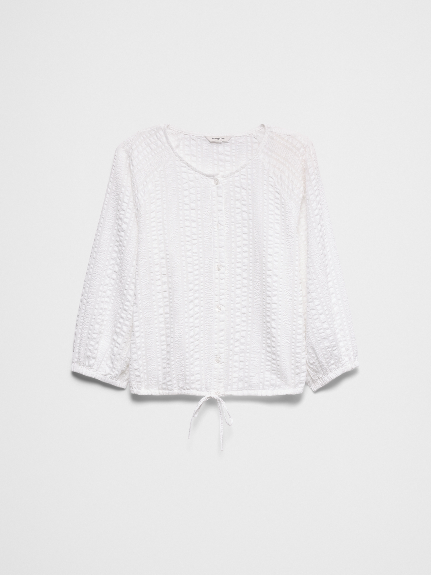 Image number 4 showing, Blouson-Sleeve Buttoned Cloud Check Top