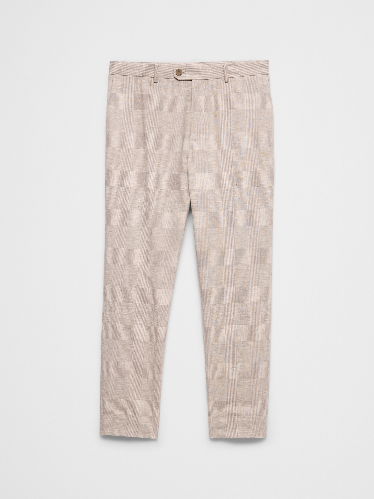 L'image numéro 4 présente Pantalon de complet à motif prince-de-Galles en mélange de lin, coupe cintrée
