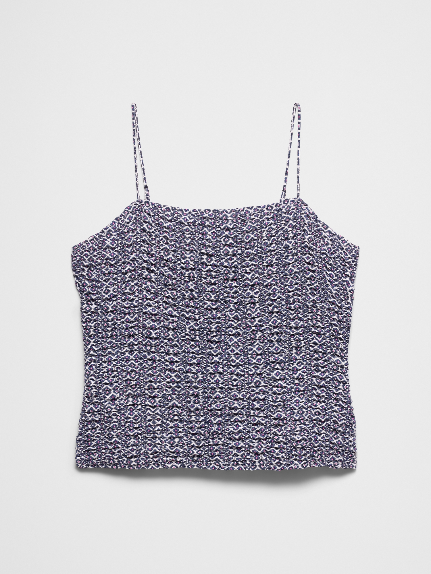L'image numéro 4 présente Camisole à smocks verticaux en tissu soyeux
