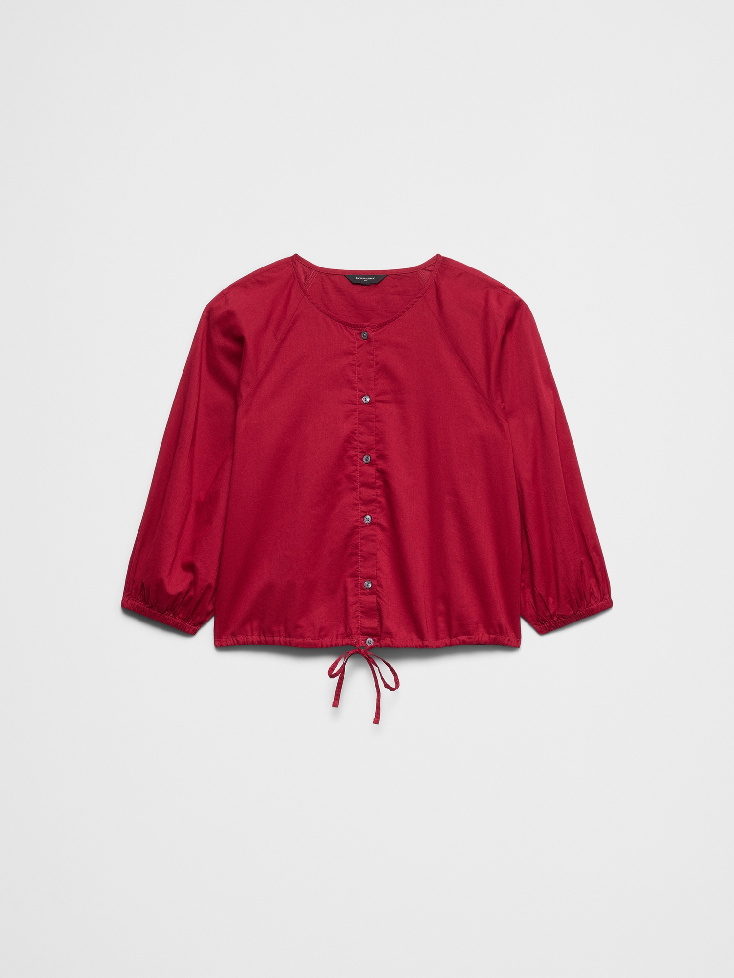 Image number 4 showing, Voile Blouson-Sleeve Drawstring-Hem Top