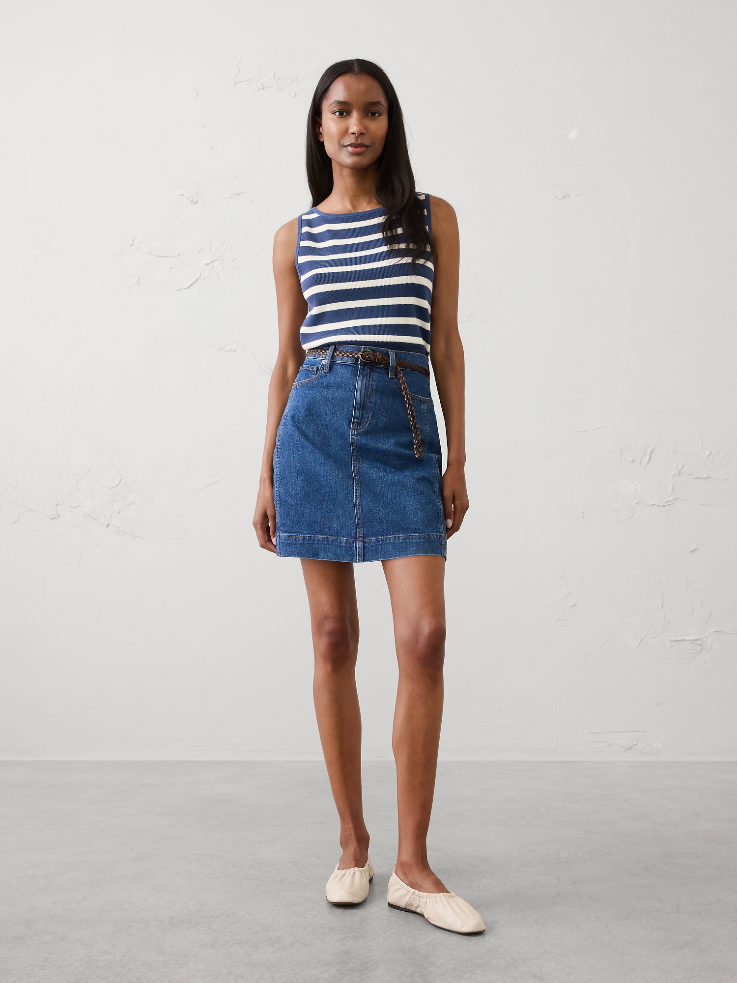 Image number 1 showing, Denim Pieced Utility Mini Skirt