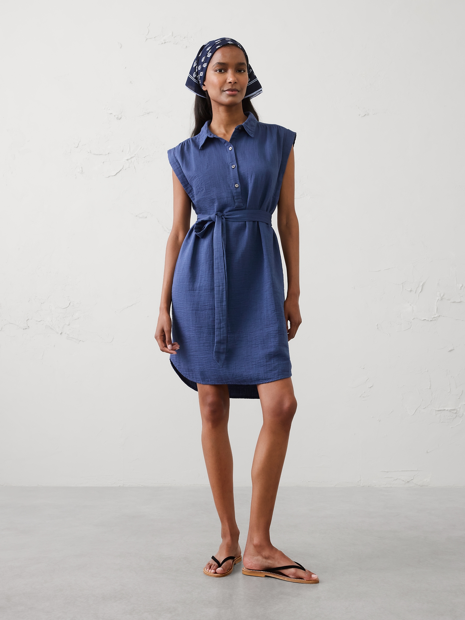 Image number 1 showing, Gauze Above-Knee Shirtdress
