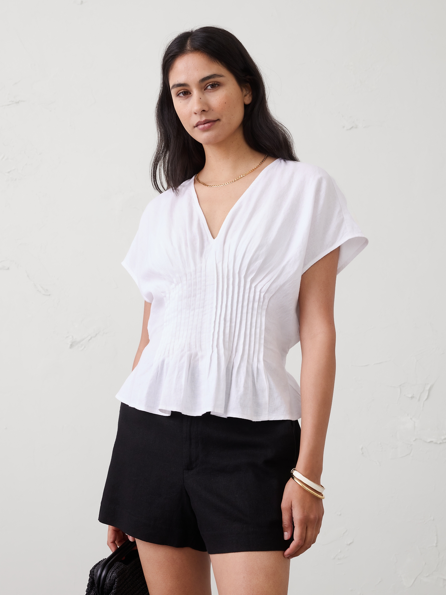 Image number 1 showing, Pintuck-Waist Top