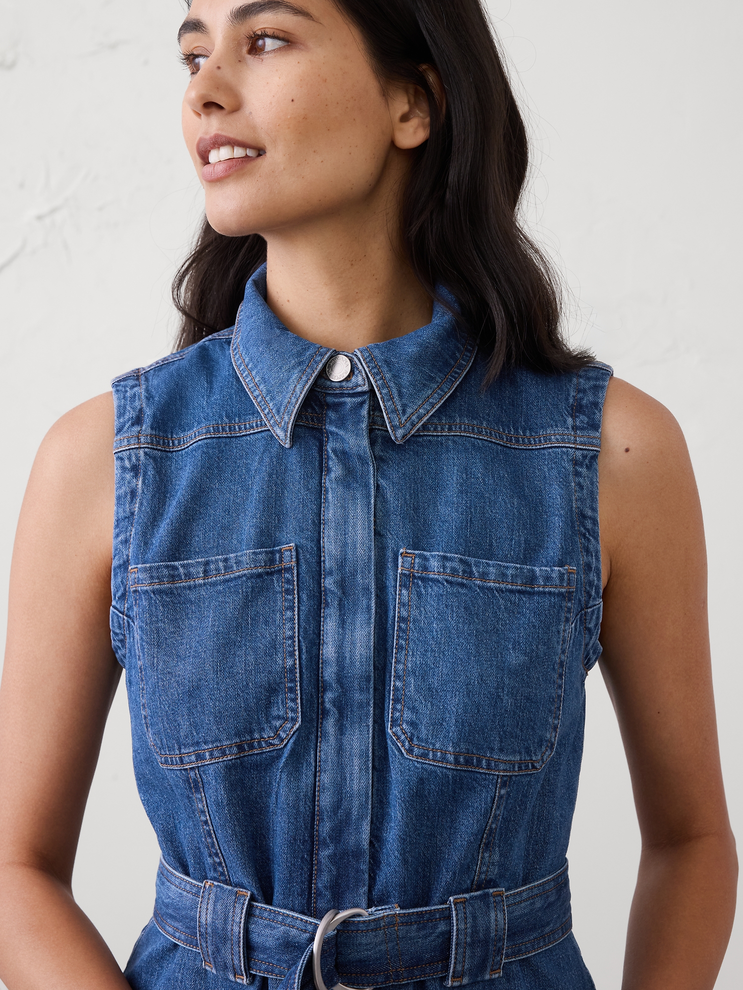 Image number 3 showing, Patchwork Denim Utility Mini Dress