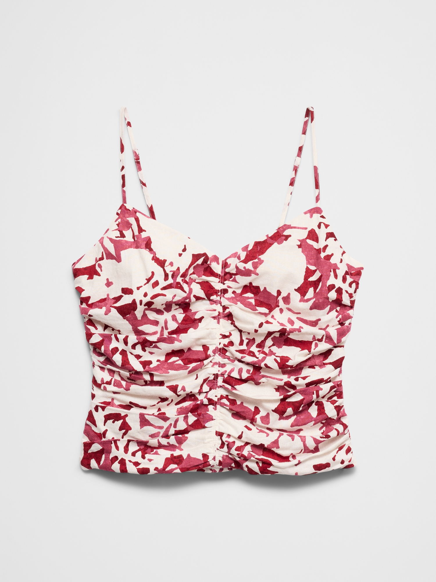 Image number 4 showing, Linen-Blend Strappy Ruched Top
