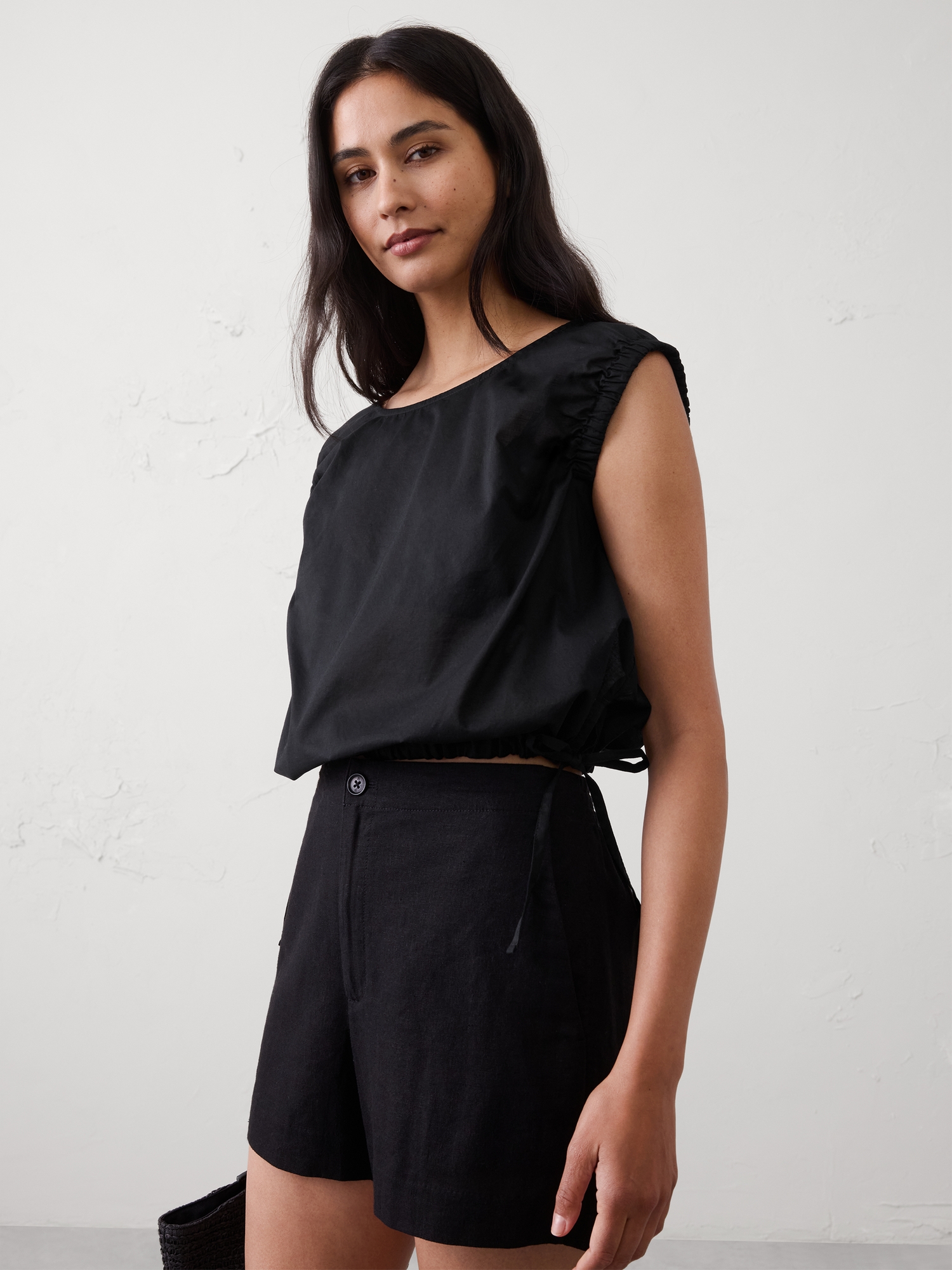 Image number 1 showing, Voile Side-Tie Top
