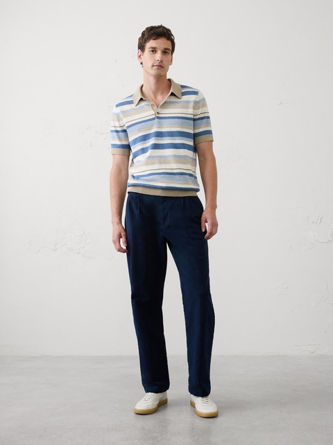 Textured Striped Sweater Polo