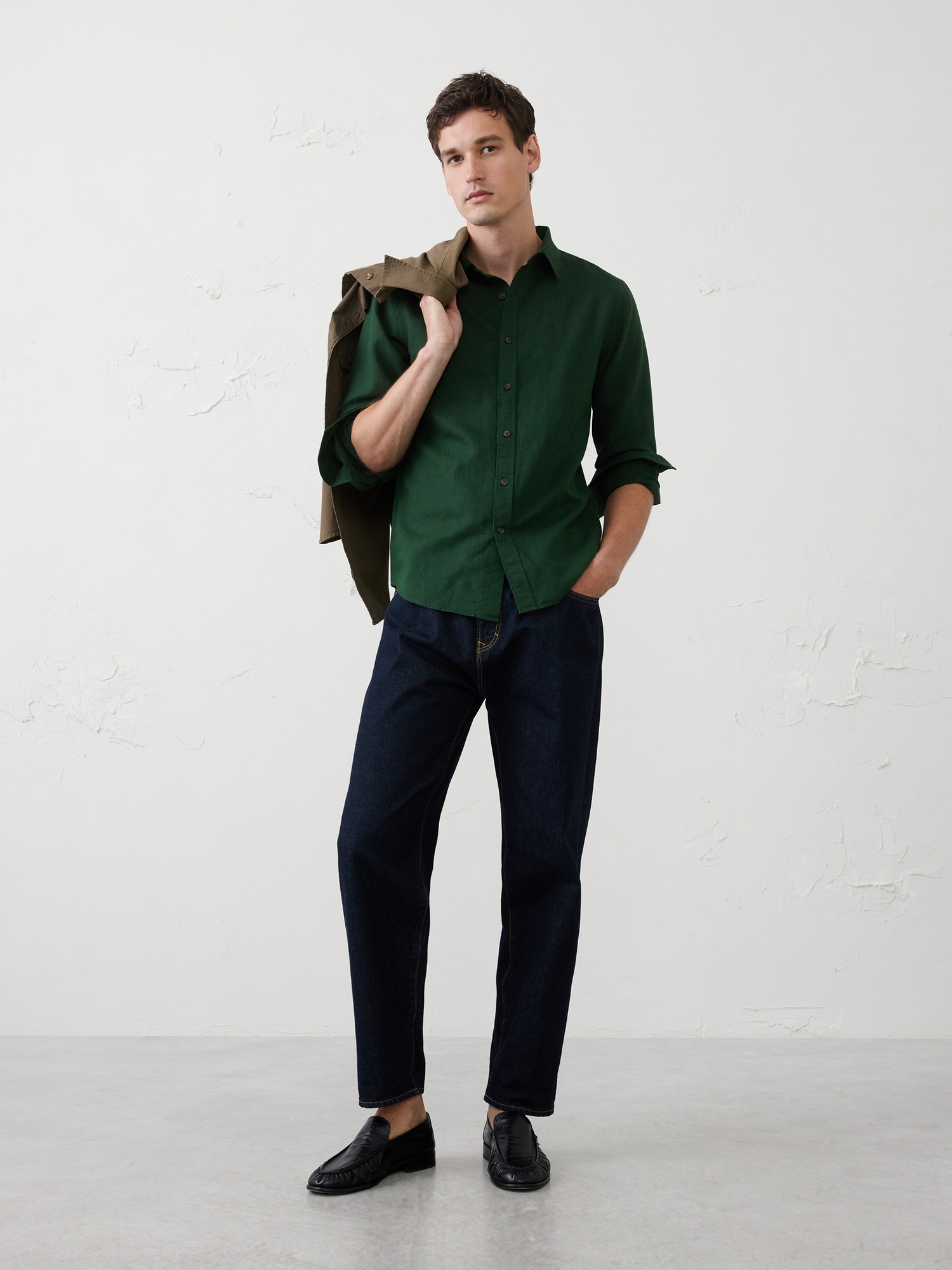 Image number 1 showing, Slim-Fit Linen-Blend Shirt